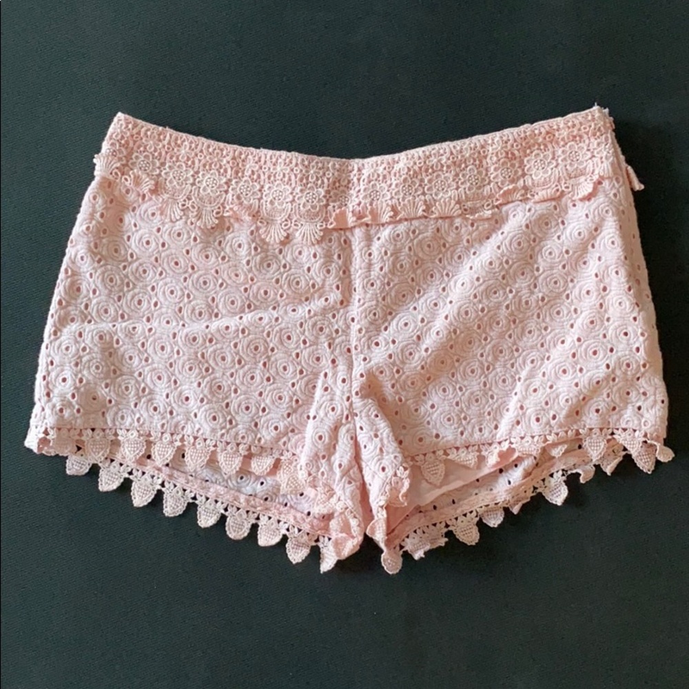 light pink patterned shorts from Tobi